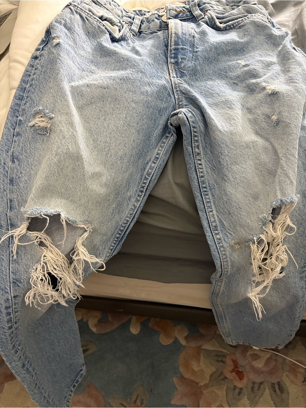 Zara Light Blue Distressed Mom Women's Jeans